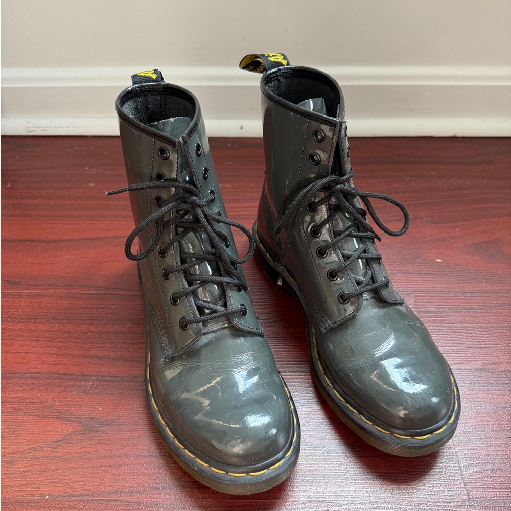 Dr. Martens Gray Lace-Up Combat Boots